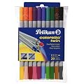 Pelikan 949511 - Fasermaler Colorella Twin 10er Etui, 2 Farben und Strichst�rken je Stift