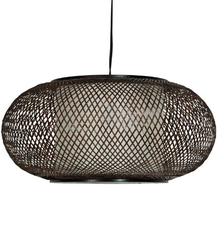 Unique Inexpensive Ceiling Light Fixture Alternative – 15″ Kata Japanese Style Hanging Ceiling Lantern – Walnut