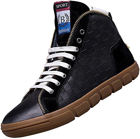 Vvco Men's Rhombus Leather High-top Sneaker With Zip Decoration