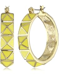 Adia Kibur Neon Yellow Metal Pyramid Hoop Earrings