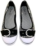 Dark Ali Women's Kelly Knit Blue / Black Ballet Flat Shoes with Buckle