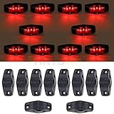 Partsam 10x LED Light Smoke Lens/Red Universal Clearance Side Marker Trailer 2leds/pc 12V Waterproof