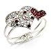 Ruby Red Diamante Heart Hinged Bangle Bracelet (Silver Tone)