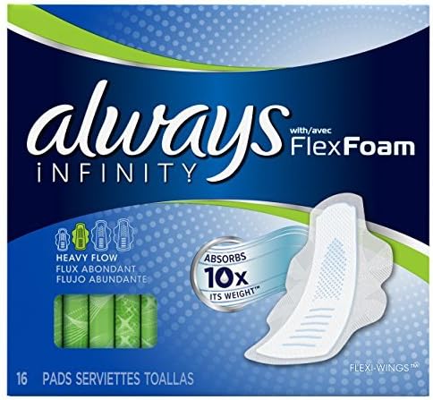 Always Infinity Pads With Wings, Super Abosrbency, 16 Count x Multipack of 4