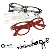 LOT DE 3 LUNETTES MONTURE STYLE WAYFARER GEEK RETRO VINTAGE 80's - NOIR + ROUGE + BLANC - VERRE NEUTRES / TRANSPARENTS
