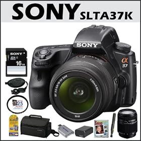Sony SLTA37K Alpha 16.1MP HD DSLR Camera Black w/ 18-55MM Lens + Sony Alpha Lens DT 18-250MM F/3.5-6.3 High Magnification + Sony Class 4 16GB SD Card + Sony Bag + Accessory Kits