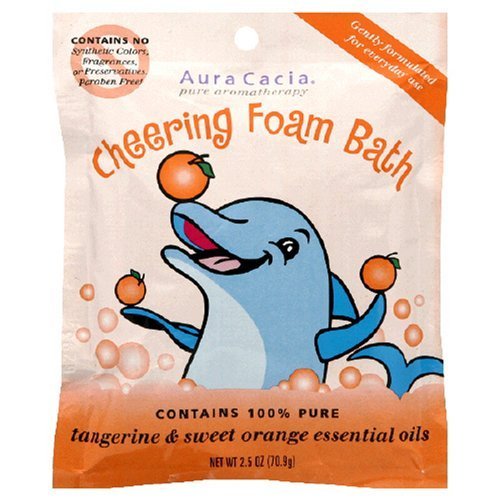 Aura Cacia Pure Aromatherapy Cheering Foam Bath, Tangerine & Sweet Orange, 2.5-Ounces (Pack of 6)