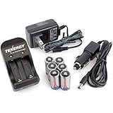 Box: Tenergy 6pcs RCR123A 3.0V 600mAh Rechargeable Li-Ion Protected Batteries w/ Smart Charger