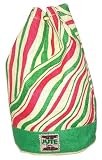 Funky Eco Friendly Red and Green Wavy Lines Jute Duffle Bag for life for Kids and Adults - trendy for Kit, Gym, School, Beach, Holiday, Shopping.
