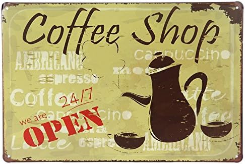 We Are Open Coffee Shop Retro Metal Tin Sign Size 8" X 12"Inches