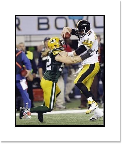 Clay Mathews Green Bay Packers NFL Double Matted 8x10 Photograph Super Bowl XLV Sacking Big Ben