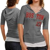NCAA Boston Terriers Ladies Gray Everlast Short Sleeve Full Zip Hoodie Jacket (Medium)
