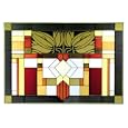 Prairie MISSION 20.5" Stained ART Glass Panel CRAFTSMAN WINDOW Geometric ARCHITECTURAL Style