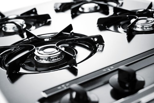Summit : ZTL033 24 Gas Cooktop with 4 Open Burners and Electronic Ignition: Brushed Chrome