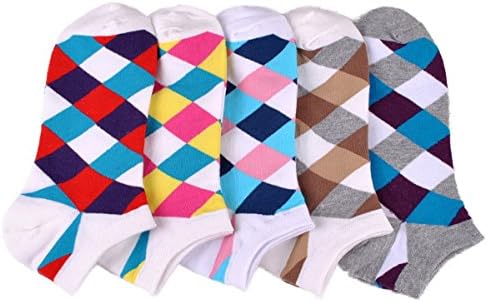 Autumn &amp; Winter Cotton Rhombus Woman Socks (5 Pairs)