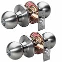 Master Lock BAO0115T Ball Knob Keyed Entry Door Hardware, Twin Pack,Two Keyed Alike Knobsets with SilvaBond Antimicrobial Protected Finish, Satin Nickel