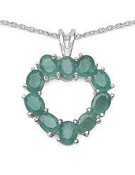 2.00 Carat Genuine Emerald Sterling Silver Heart Pendant