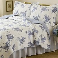 Melissa Blue Collection, 2-Piece Cotton Quilt, Twin, Multi-Colored Floral