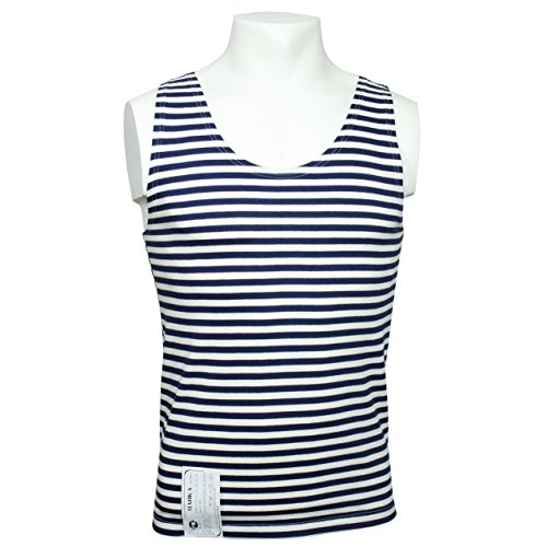 Genuine Russian Navy Sleeveless TELNYASHKA - Blue Striped Tank Top Vest