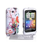 Yousave Accessories TM Wei� / Mehrfarbig Blumen Wirbel Muster Silikon Schutzh�lle Tasche F�r Das HTC Wildfire S Mit Displayschutz Folie Und Graues Micro Faser Poliertuchvon "Yousave"