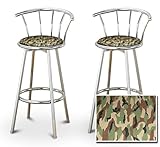 2 Camouflage Specialty / Custom Chrome Barstools with Backrest Set