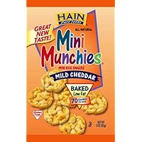Hain Pure Snax Mini Munchies Mini Rice Snacks, Mild Cheddar, 3-Ounce Bags (Pack of 12)