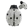 Silvertone Ladybug with Clear Crystal Fashion Stretch Ring