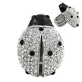 Silvertone Ladybug with Clear Crystal Fashion Stretch Ring