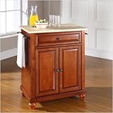 Crosley Furniture Cambridge Natural Wood Top Kitchen Island in Cherry