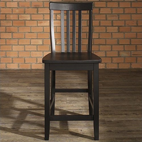 Crosley Furniture School House Bar Stool, Black with 24-Inch Seat Height, Set of 2