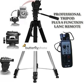 64 Inch Tripod + LANC Remote Control for Sony HDR-HC1 HDR-FX1 FX5 VX2000 VX2100 VX2200 PD150 PD170 HDR-UX1 HC5 UX7 SR7 GVD-1000 GHV-D700 HDR-FX1000 HDR-FX7 HC7 DRC-PC1000