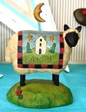 Cute Faith Sheep Figurine Blossom Bucket Moon Stars