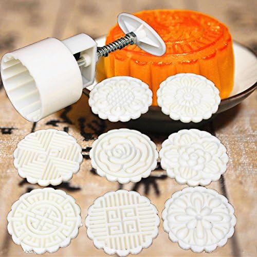 75g Round Baking Mooncake DIY Mold Pastry Biscuit Cake Mould Fower w/8 Stamps