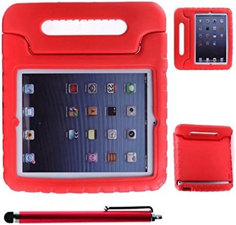 Happy Hours Safety Soft EVA Foam Kids Child Stand Case For iPad mini + Free gift 1x Stylus Pen (For ipad mini, Red)