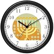 Menorah No.2 Judaica Jewish Theme Wall Clock by WatchBuddy Timepieces (Slate Blue Frame)