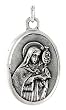 Sterling Silver St. Clare Medal Pendant 15/16" X 5/8" (24 mm X 16 mm).