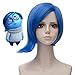 Probeauty Short Straight Blue Bob Cosplay Wig for Women Anime Costume Wigs for Halloween Party with Wig Cap (No Glasses)