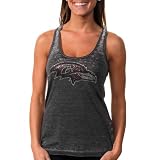 NFL Touch by Alyssa Milano Baltimore Ravens Ladies Premium Burnin Up Crystal Tank Top - Charcoal (Small)
