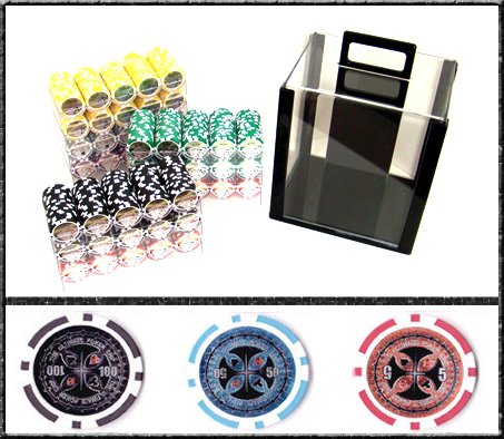 1000 Ct Ultimate Poker Chip Acrylic Poker Chip Set with 10 Clear Chip Trays by Brybelly.com