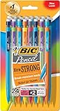 BIC Pencil Xtra Strong (colorful barrels), Thick Point (0.9 mm), 24-Count