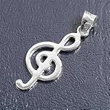 Silver Cubic Zirconia Treble Clef Pendants, Size: 32mm