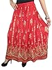 Womens Skirt Beaded Lehenga Maxi Bohemian Peasant Skirt (Red)