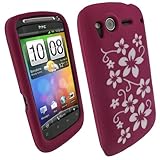 iGadgitz Pink & White Flowers Silicone Skin Case Cover for HTC Desire S And ....