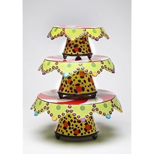Leopard Print Christmas Pedestal Cake Stand & Chip and Dip Plate
