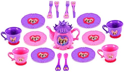 Princess Kitchen Tea Time Pretend Play Toy Tea Set w/ Cups, Tea Pot, Utensils, Plates