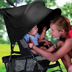 RayShade&reg; UV Protective Stroller Shade Improves Sun Protection for Strollers, Joggers and Prams Black