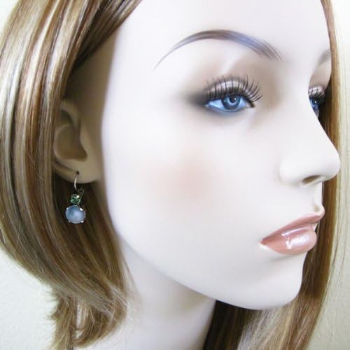 Mariana Silvertone Double Drop Round Swarovski Crystal Earrings, Green Sky 1062 707