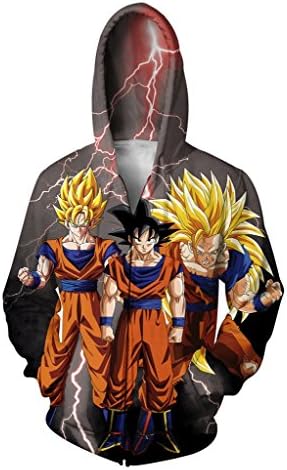 Maconaz Goku Zip-Up Hoodie 3d sweatshirt Creative Graffiti Jacket Cosplay Coat-2-X-Large