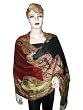 Medium Carmine and black Jamavar Indian Reversible Pashmina Shawl,Wrap Free Shipp