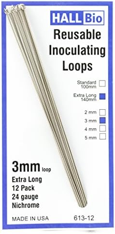 613-12 3mm x 140mm Reusable Inoculating Loops, Nichrome A (12 Pack)